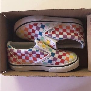 Toddler Checkerboard Rainbow Slip-On Vans